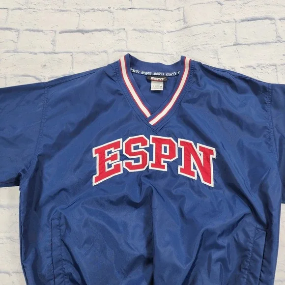 ESPN Disney Pullover Jacket MENS M Windbreaker Zip Size Pockets VINTAGE